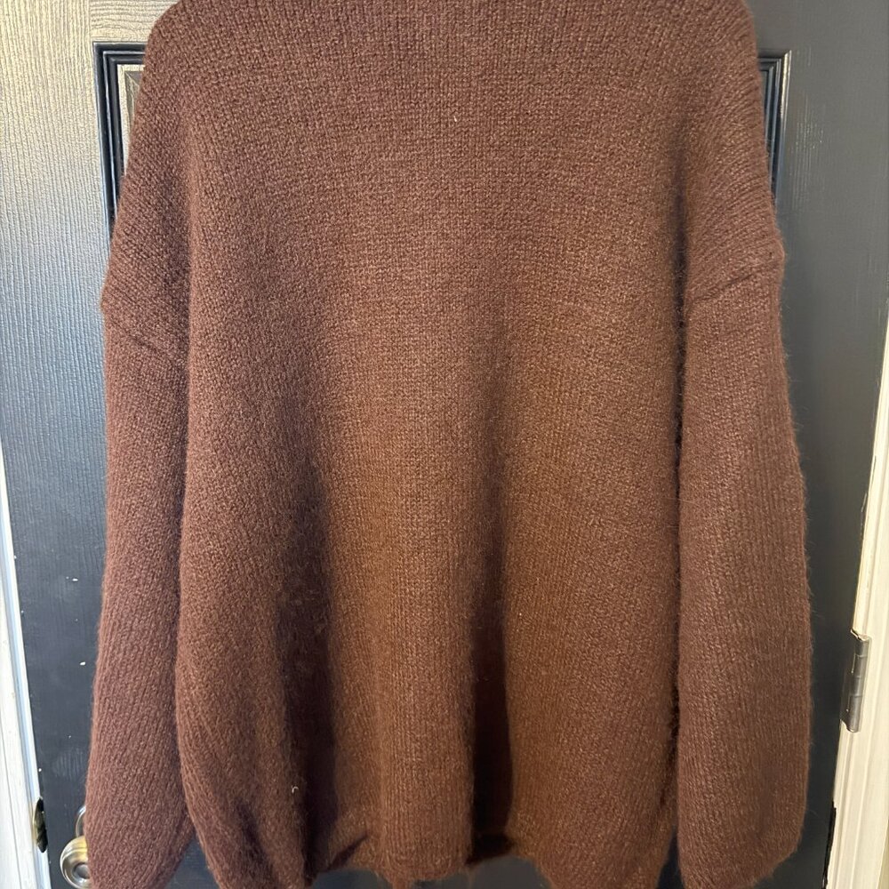 NWOT Altared State Womens Oversized Sweater Tie Cardigan Dark Brown Medium - Picture 5 of 5
